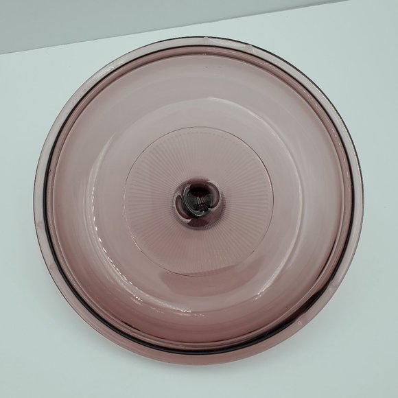 Corning Vision Cranberry 24 Ounce Ribbed Casserole Dish with Glass Pyrex Lid - Picture 7 of 8